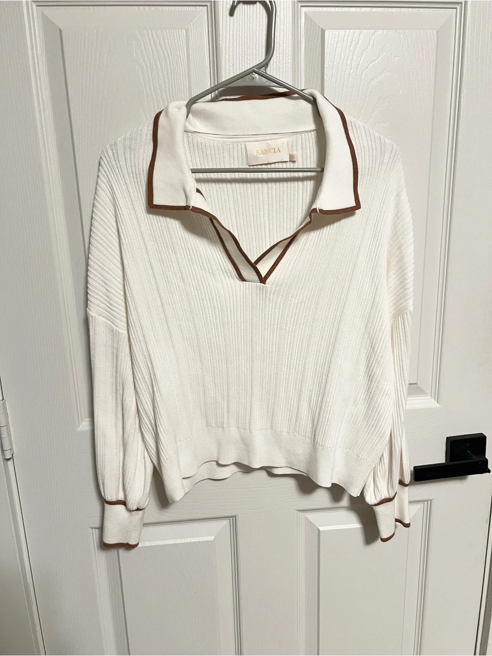 Sancia Teofila Collared knit sweater size S preppy